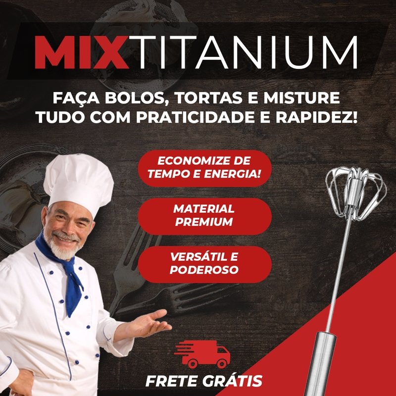 Mix Titanium - Batedora Portátil Manual para Misturas