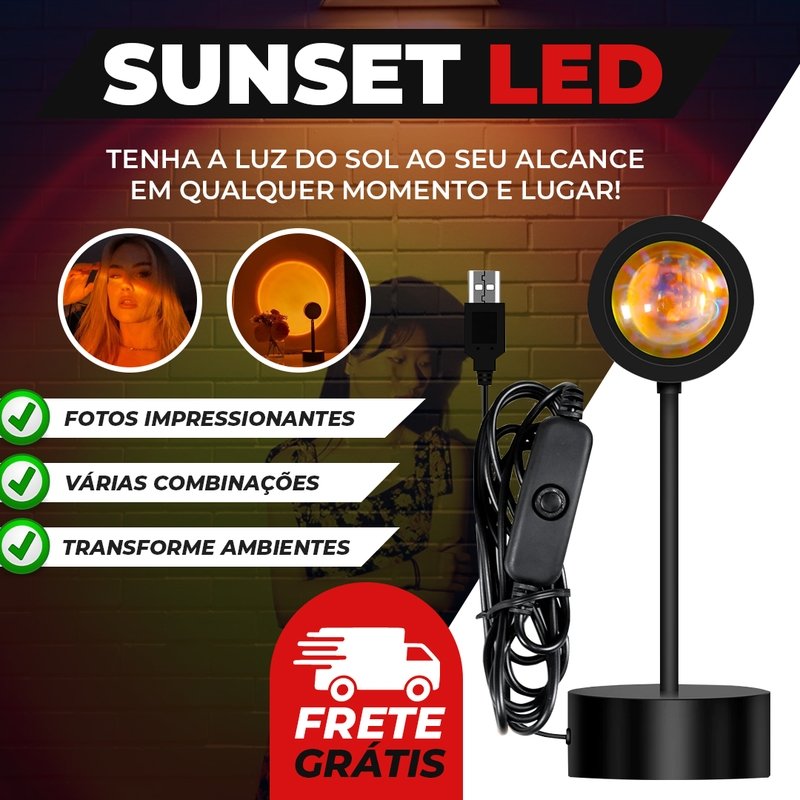 Sunset LED Luminária que imita o Sol. Luminária Gold Hour Versão Atu